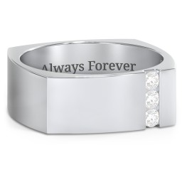 Men's Cache Square-shaped Gemstone Ring in 925 Sterling Silver with Diamond