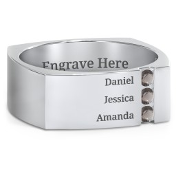 Men's Cache Square-shaped Gemstone Ring in 925 Sterling Silver with Smokey Quartz