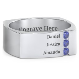 Men's Cache Square-shaped Gemstone Ring in 925 Sterling Silver with Blue Sapphire