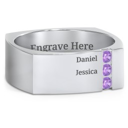 Men's Cache Square-shaped Gemstone Ring in 925 Sterling Silver with Amethyst