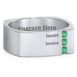 Men's Cache Square-shaped Gemstone Ring in 925 Sterling Silver with Emerald