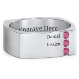 Men's Cache Square-shaped Gemstone Ring in 925 Sterling Silver with Ruby