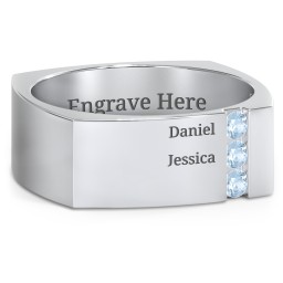 Men's Cache Square-shaped Gemstone Ring in 925 Sterling Silver with Blue Topaz