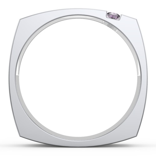 Men's Cache Square-shaped Gemstone Ring – Sterling Silver with Alexandrite