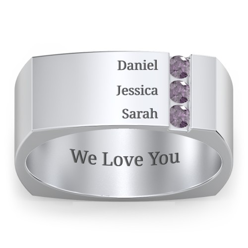 Men's Cache Square-shaped Gemstone Ring – Sterling Silver with Alexandrite