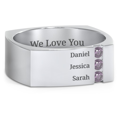 Men's Cache Square-shaped Gemstone Ring – Sterling Silver with Alexandrite