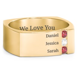 Men's Cache Square-shaped Gemstone Ring in 10K Solid Yellow Gold with Garnet and Cubic Zirconia