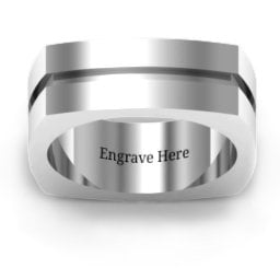 Men's Fissure Grooved Square-shaped Ring