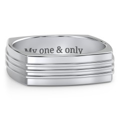 Men's Bridge Grooved Square-shaped Ring