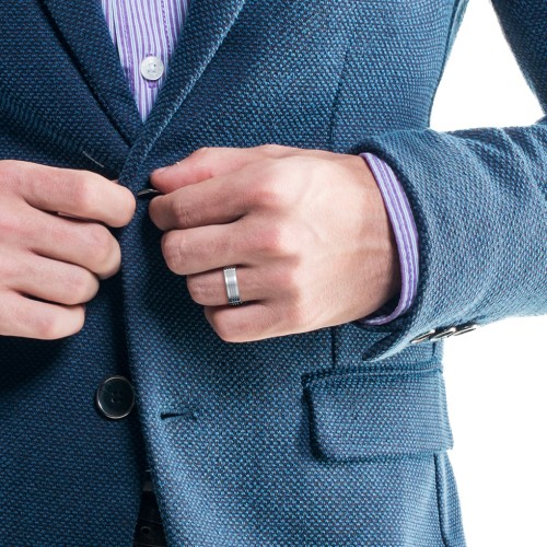 Men's Bridge Grooved Square-shaped Ring – Sterling Silver