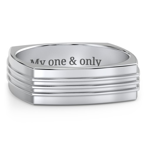 Men's Bridge Grooved Square-shaped Ring – Sterling Silver