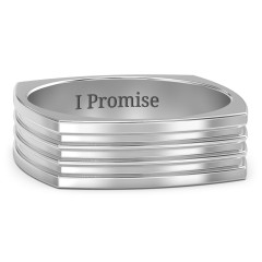 Men's Stria Grooved Square-shaped Ring – Sterling Silver