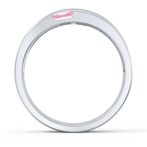 Men's Double Baguette Ring – Sterling Silver with Pink Tourmaline
