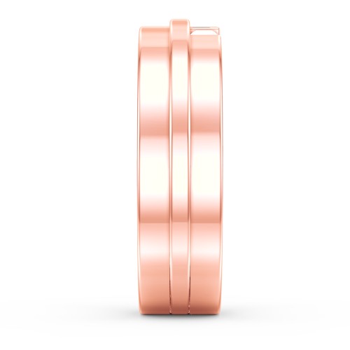 Men's Double Baguette Ring – 10K Rose Gold with Cubic Zirconia and Blue Sapphire