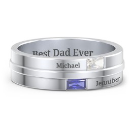 Men's Double Baguette Ring in 925 Sterling Silver