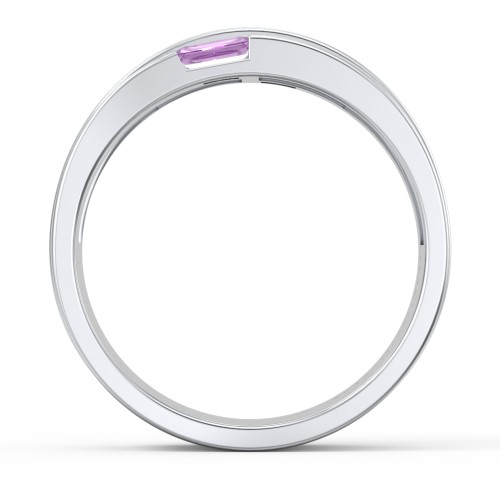 Men's Double Baguette Ring – Sterling Silver with Amethyst