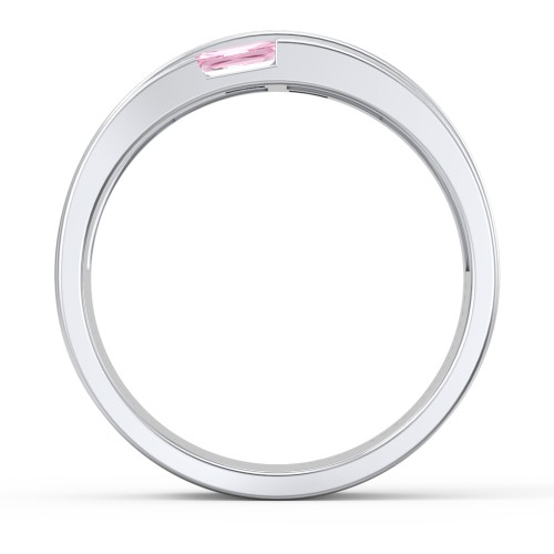 Men's Double Baguette Ring – Sterling Silver with Pink Tourmaline