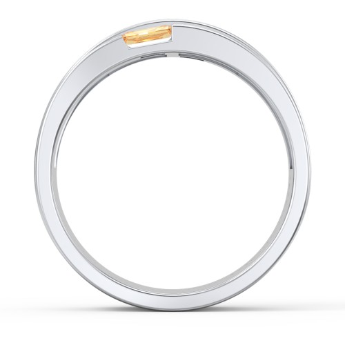 Men's Double Baguette Ring – Sterling Silver with Citrine