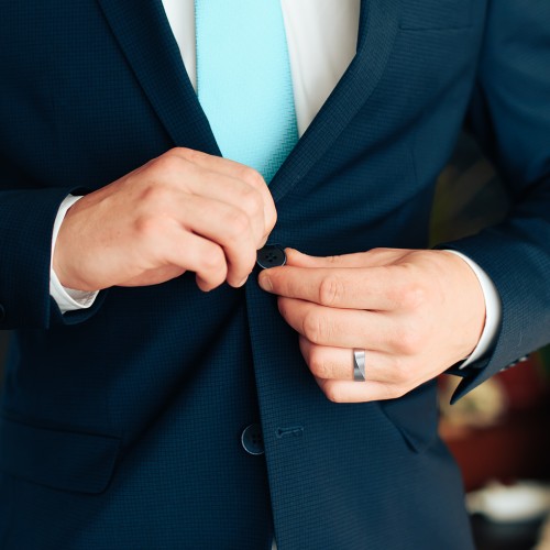 Men's Ridge Diagonal Peak Ring – Sterling Silver
