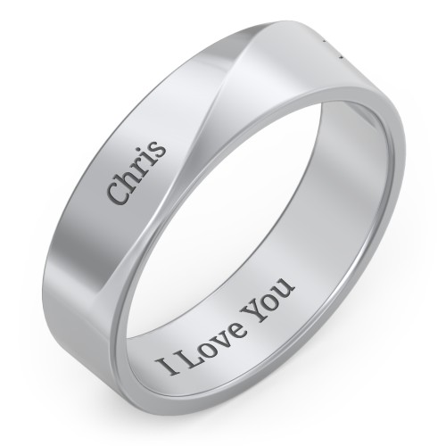 Men's Ridge Diagonal Peak Ring – Sterling Silver