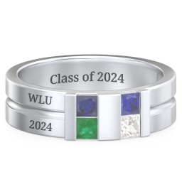Men's Engravable 4 Stone Grooved Ring