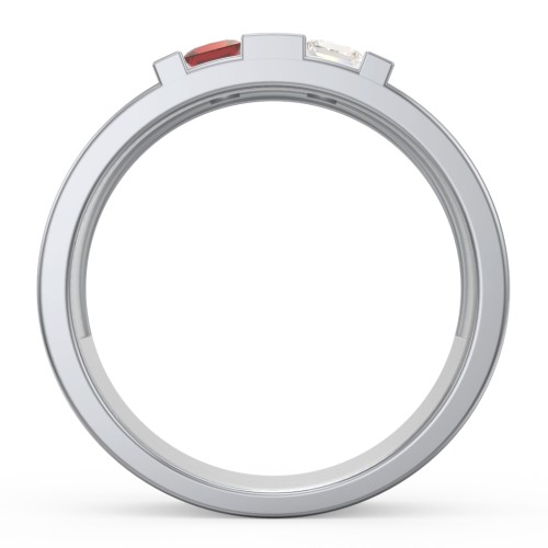 Men's Engravable 4 Stone Grooved Ring