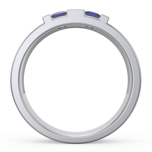 Men's Engravable 4 Stone Grooved Ring