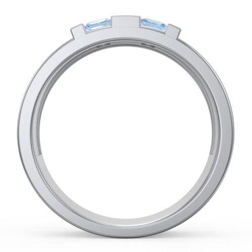 Men's Engravable 4 Stone Grooved Ring