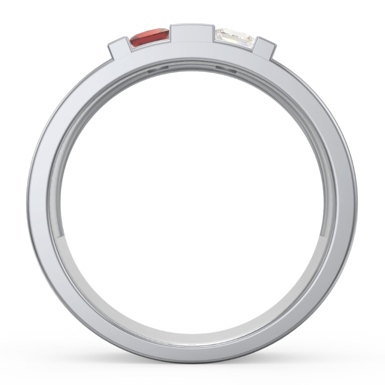 Men's Engravable 4 Stone Grooved Ring Jewlr