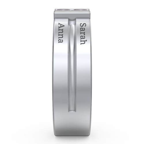 Men's Engravable 4 Stone Grooved Ring – Sterling Silver with Alexandrite
