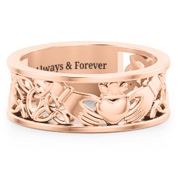 Men's Celtic Claddagh Band Ring in 10K Solid Rose Gold