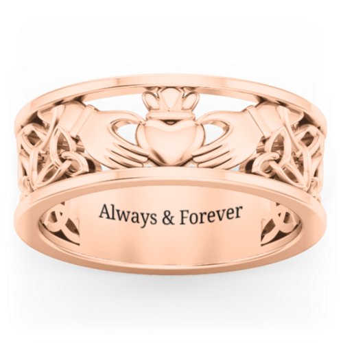 Men's Celtic Claddagh Band Ring – 10K Rose Gold