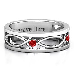 Men's Classic Fish Ring in 925 Sterling Silver with Garnet