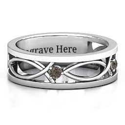 Men's Classic Fish Ring in 925 Sterling Silver with Smokey Quartz