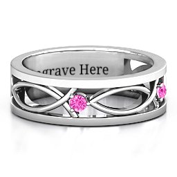 Men's Classic Fish Ring in 925 Sterling Silver with Pink Tourmaline
