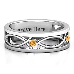Men's Classic Fish Ring in 925 Sterling Silver with Citrine