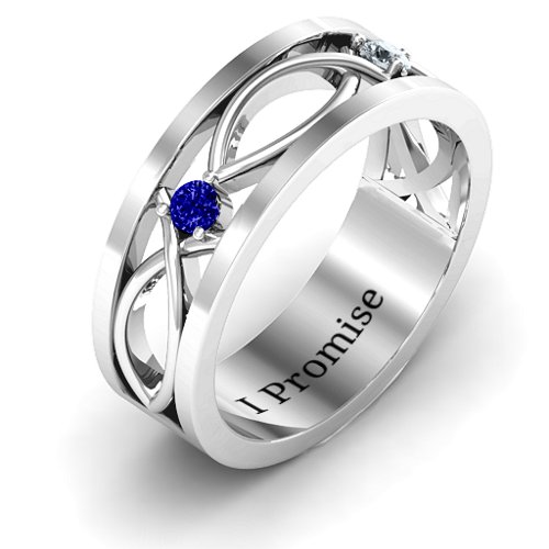 Men's Classic Fish Ring – Sterling Silver with Blue Sapphire and Cubic Zirconia