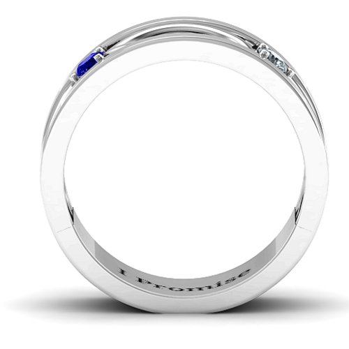 Men's Classic Fish Ring – Sterling Silver with Blue Sapphire and Cubic Zirconia