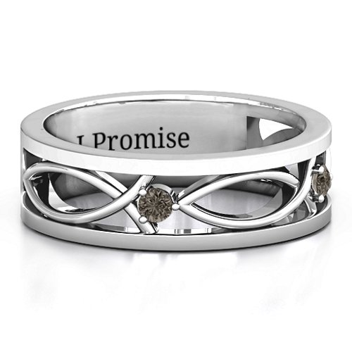 Men's Classic Fish Ring – Sterling Silver with Smokey Quartz