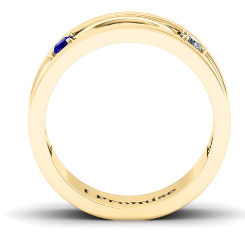 Men's Classic Fish Ring – 10K Yellow Gold with Blue Sapphire and Cubic Zirconia