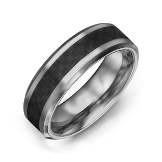 Men's Tungsten Ring with Carbon Fiber Inlay