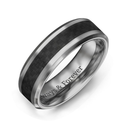 Men's Tungsten Promise Ring with Carbon Fiber Inlay