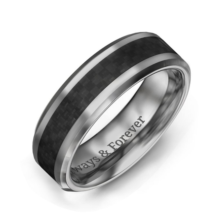 Men's Tungsten Ring with Carbon Fiber Inlay Jewlr