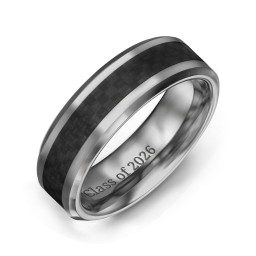 Men's Tungsten Ring with Carbon Fiber Inlay in Tungsten