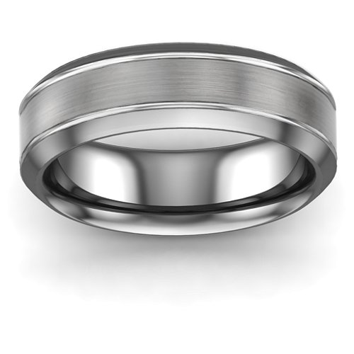 Men's Beveled Edged Brushed Tungsten Ring