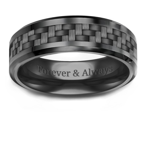 Men's Nightfall Ceramic 8mm Ring with Gray Carbon Fiber Inlay
