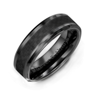 Men's Nightfall Ceramic 8mm Ring with Carbon Fiber Inlay
