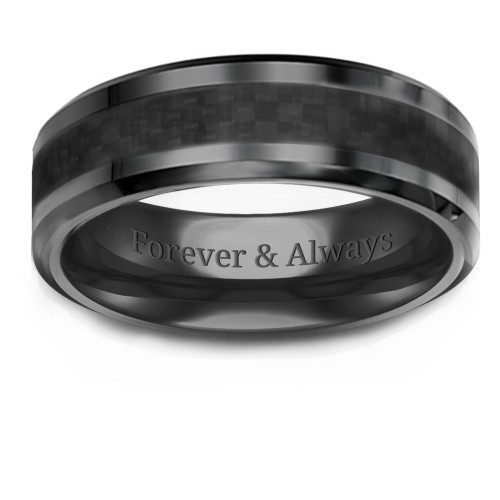 Men's Nightfall Ceramic 8mm Ring with Carbon Fiber Inlay