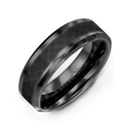 Men's Nightfall Ceramic 8mm Ring with Carbon Fiber Inlay in Ceramic