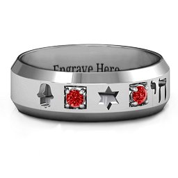 Men's Judaica Ring in 925 Sterling Silver